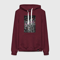Толстовка-худи хлопковая женская Just Artefact, цвет: меланж-бордовый