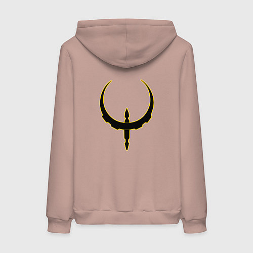 Женская толстовка-худи Чёрно-жёлтый знак quake / Пыльно-розовый – фото 2