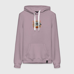 Толстовка-худи хлопковая женская Забавный енот в брызгах краски, цвет: сиреневый