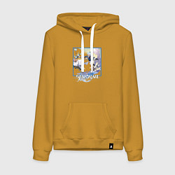 Толстовка-худи хлопковая женская Михаил-Шарль Легворк, цвет: горчичный