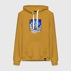 Толстовка-худи хлопковая женская Гепард, цвет: горчичный