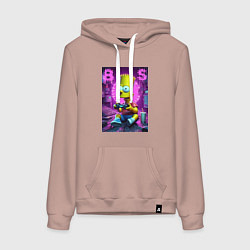 Толстовка-худи хлопковая женская Bart Simpson - cool gamer, цвет: пыльно-розовый