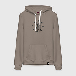 Толстовка-худи хлопковая женская Таинственный амулет Извне, цвет: утренний латте