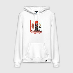 Толстовка-худи хлопковая женская Дилюк Рагнвиндр, цвет: белый