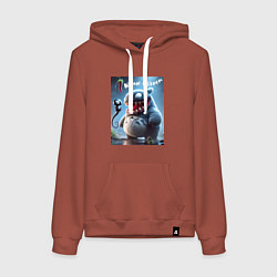 Толстовка-худи хлопковая женская Ventotoro - we are Venom meme, цвет: кирпичный