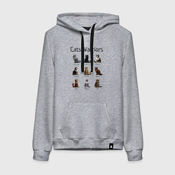Толстовка-худи хлопковая женская Коты воители, цвет: меланж