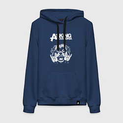 Толстовка-худи хлопковая женская Asking Alexandria rock dog, цвет: тёмно-синий