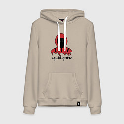 Толстовка-худи хлопковая женская Squid game man, цвет: миндальный