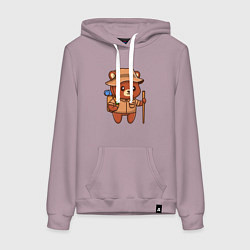 Толстовка-худи хлопковая женская Мишка путешественник, цвет: сиреневый