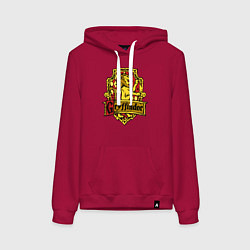 Толстовка-худи хлопковая женская Hogwarts - gryffindor logo, цвет: маджента