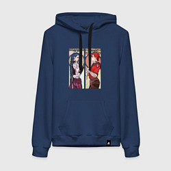 Толстовка-худи хлопковая женская Ви и Джинкс - Аркейн, цвет: тёмно-синий