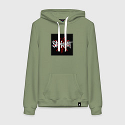 Толстовка-худи хлопковая женская Слипкнот лого, цвет: авокадо