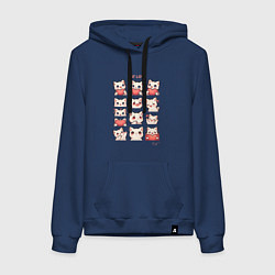 Толстовка-худи хлопковая женская Котики влюблённые и сердечки, цвет: тёмно-синий