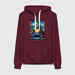 Женская толстовка-худи Mona Lisa is an avid gamer - cyberpunk