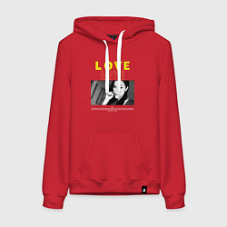 Толстовка-худи хлопковая женская Любовь от Саши Грей, цвет: красный