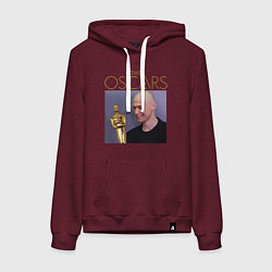 Толстовка-худи хлопковая женская Оскар Юры - мем, цвет: меланж-бордовый