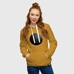 Толстовка-худи хлопковая женская Планета арт, каменная, цвет: горчичный — фото 2