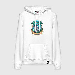 Толстовка-худи хлопковая женская Акулье лето, цвет: белый