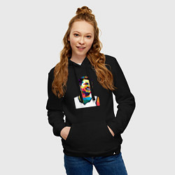 Толстовка-худи хлопковая женская Luka smile, цвет: черный — фото 2