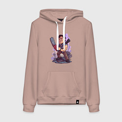 Толстовка-худи хлопковая женская Зловещие мертвецы - Эш, цвет: пыльно-розовый