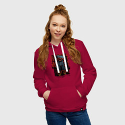 Толстовка-худи хлопковая женская Хагги Вагги из Poppy Playtime, цвет: маджента — фото 2