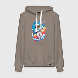 Женская толстовка-худи Космонавт в небе