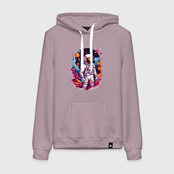 Толстовка-худи хлопковая женская Космонавт, цвет: сиреневый
