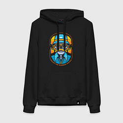 Толстовка-худи хлопковая женская Скелет в очках, цвет: черный