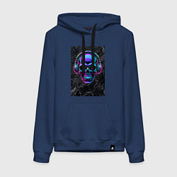 Женская толстовка-худи Неоновый череп в наушниках