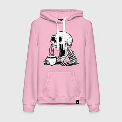 Женская толстовка-худи Skeleton with coffee