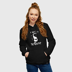 Толстовка-худи хлопковая женская Джокер - почему такой серьезный, цвет: черный — фото 2