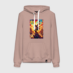 Толстовка-худи хлопковая женская Mick Jagger -mountain fantasy, цвет: пыльно-розовый