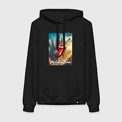 Толстовка-худи хлопковая женская Rolling Stones - logo-guitar, цвет: черный