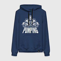 Толстовка-худи хлопковая женская Арнольд Шварценеггер - качалка, цвет: тёмно-синий