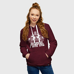 Толстовка-худи хлопковая женская Арнольд Шварценеггер - качалка, цвет: меланж-бордовый — фото 2