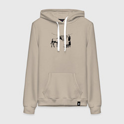 Толстовка-худи хлопковая женская Banksy zebra, цвет: миндальный