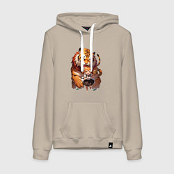 Толстовка-худи хлопковая женская Дева в тени тигра, цвет: миндальный