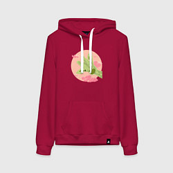 Толстовка-худи хлопковая женская Жирафик и розовые облака, цвет: маджента