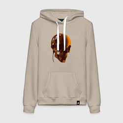 Толстовка-худи хлопковая женская Оранжевый череп в тенях, цвет: миндальный