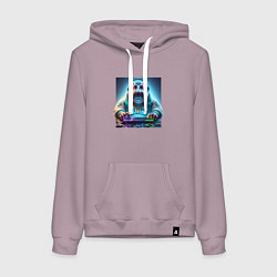 Толстовка-худи хлопковая женская Hippo - esports player, цвет: сиреневый