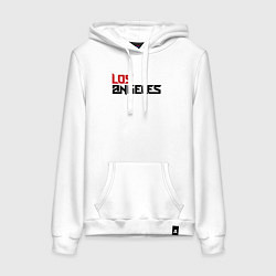 Толстовка-худи хлопковая женская USA Los Angeles, цвет: белый