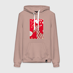 Женская толстовка-худи Полосатая красная зебра