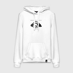 Толстовка-худи хлопковая женская Ленивая панда и утро, цвет: белый