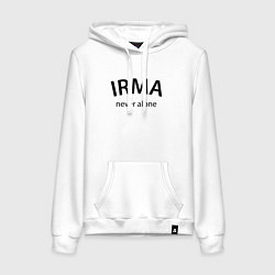 Толстовка-худи хлопковая женская Irma never alone - motto, цвет: белый