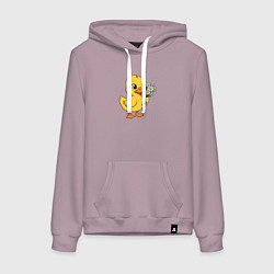 Женская толстовка-худи Желтая уточка с ромашками