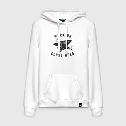 Толстовка-худи хлопковая женская Герой рабочего класса, цвет: белый