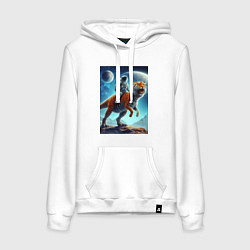 Женская толстовка-худи Космонавт верхом на тигрозавре - затерянная планет