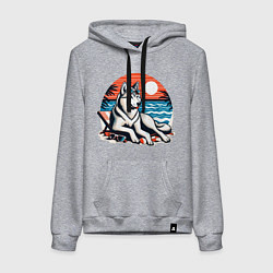 Женская толстовка-худи Хаски отдыхает на пляже