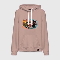 Толстовка-худи хлопковая женская Шпионская стая, цвет: пыльно-розовый