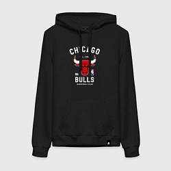 Толстовка-худи хлопковая женская Chicago Bulls basketball club, цвет: черный